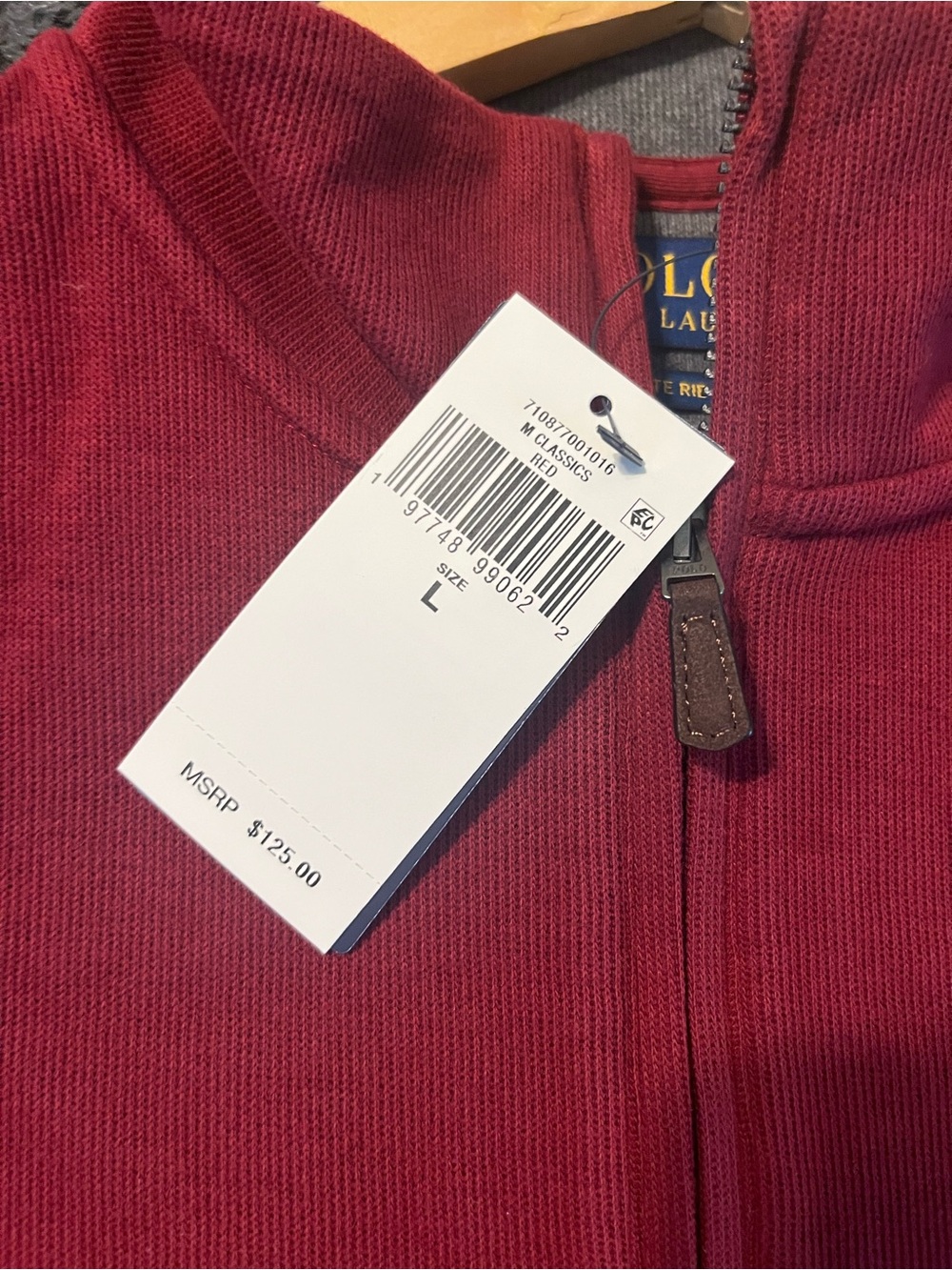 Polo by Ralph Lauren Men's Zip Mock Neck Sweater - Burgundy - Picture 2 of 6